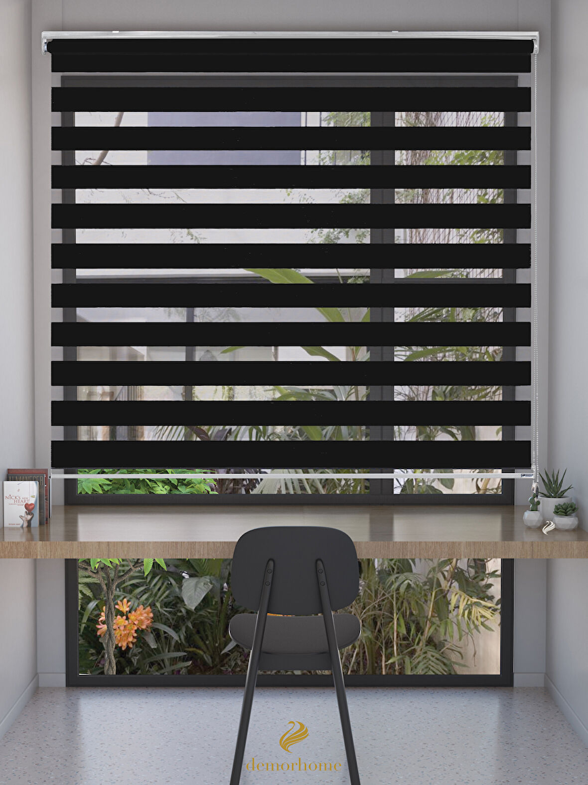 Demor Home Siyah Bambu Zebra Yüksek Kalite Metal Kasa 