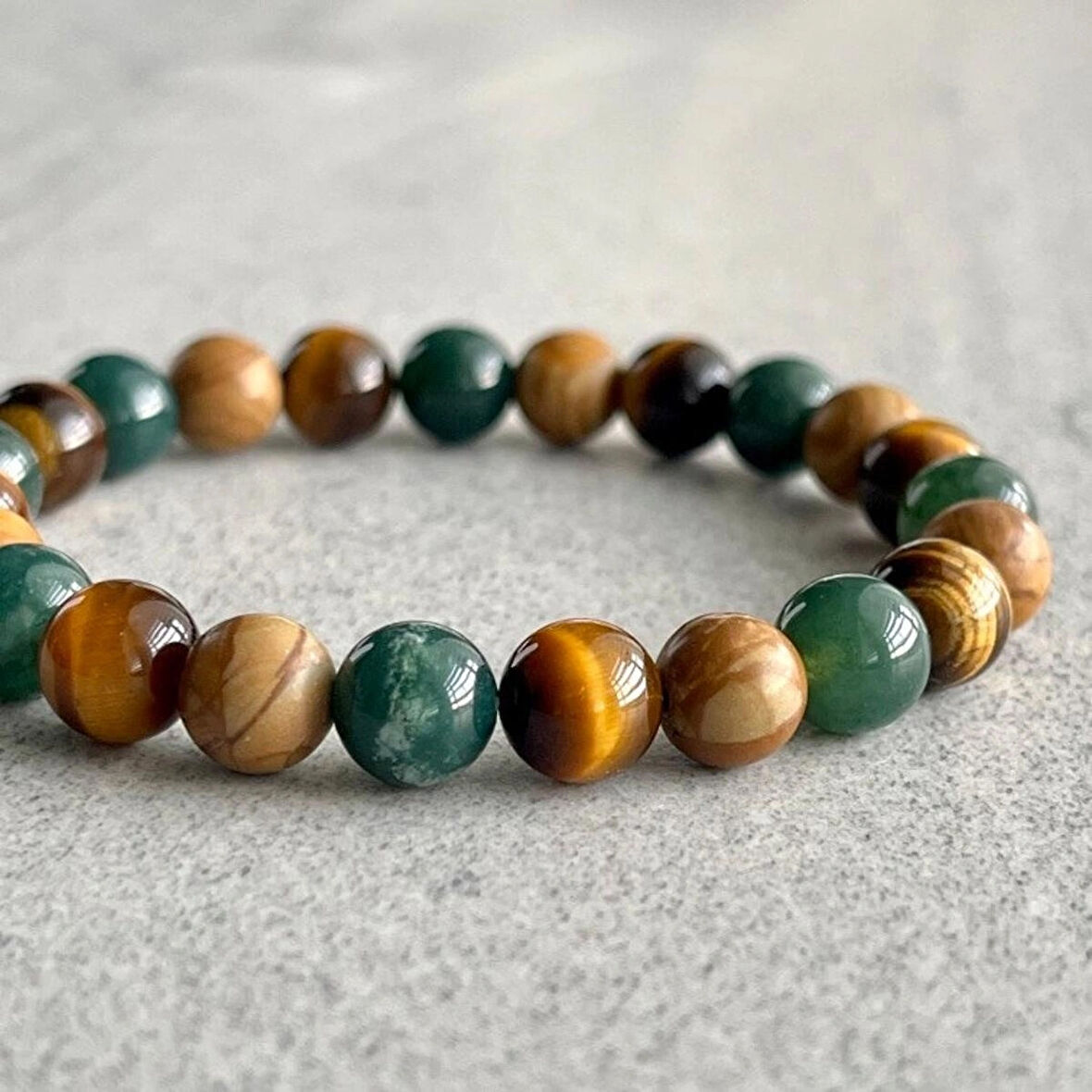 Alnis Atelier Jasper, Kaplan Gözü ve Jade Doğal Taş Bileklik