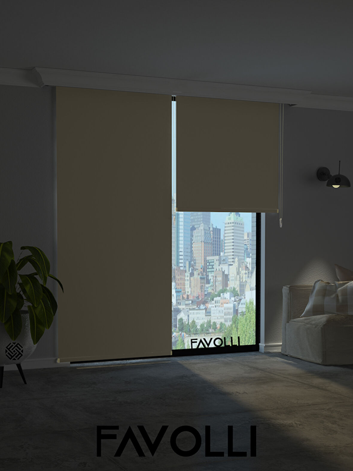 FAVOLLİ Bej Karartma Blackout Stor Perde Metal İthal Kasa Işık geçirmez