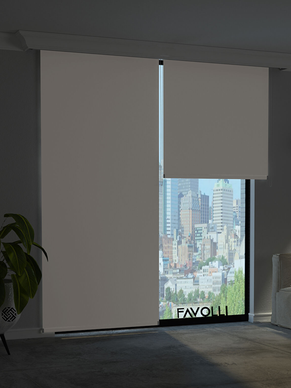 FAVOLLİ Beyaz Karartma Blackout Stor Perde Metal İthal Kasa Işık geçirmez