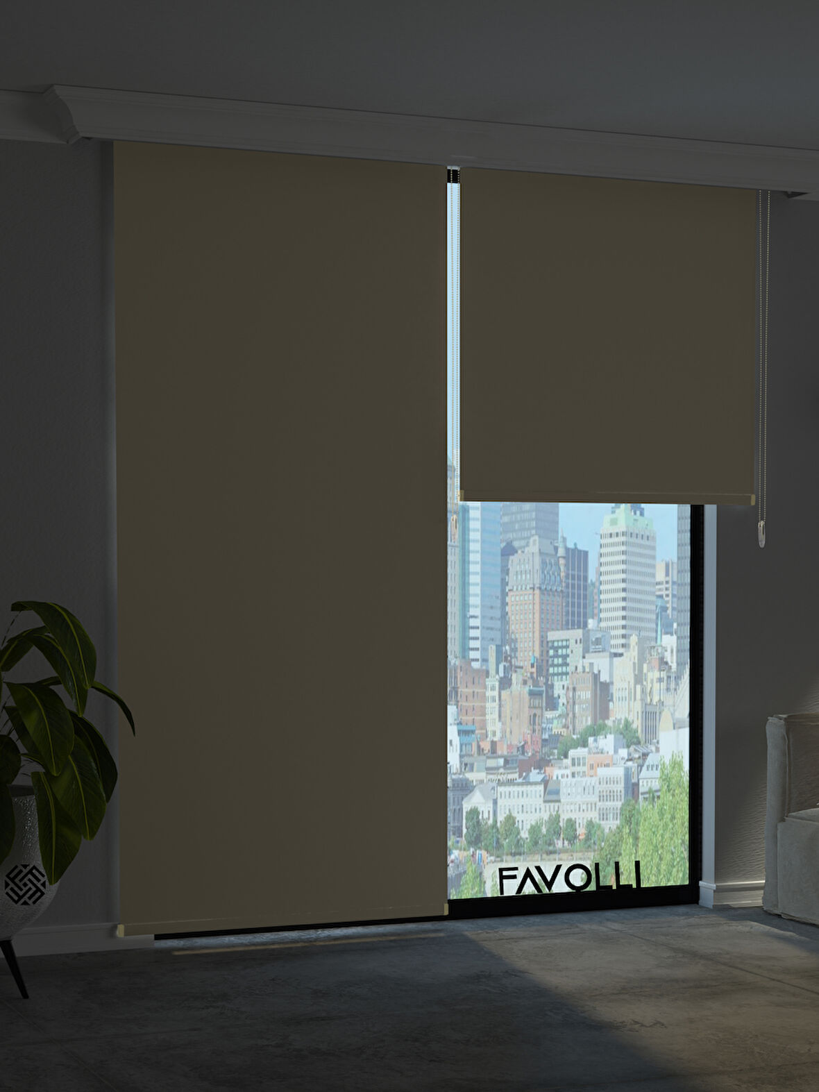 FAVOLLİ Bej Karartma Blackout Stor Perde Metal İthal Kasa Işık geçirmez