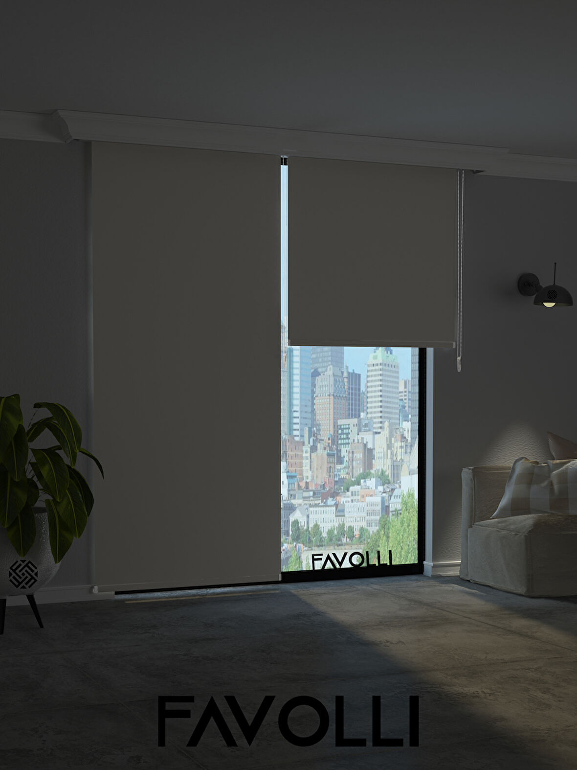 FAVOLLİ Açık Gri Karartma Blackout Stor Perde Metal İthal Kasa Işık geçirmez
