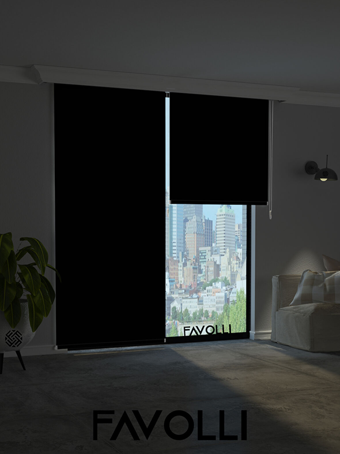 FAVOLLİ Siyah Karartma Blackout Stor Perde Metal İthal Kasa Işık geçirmez