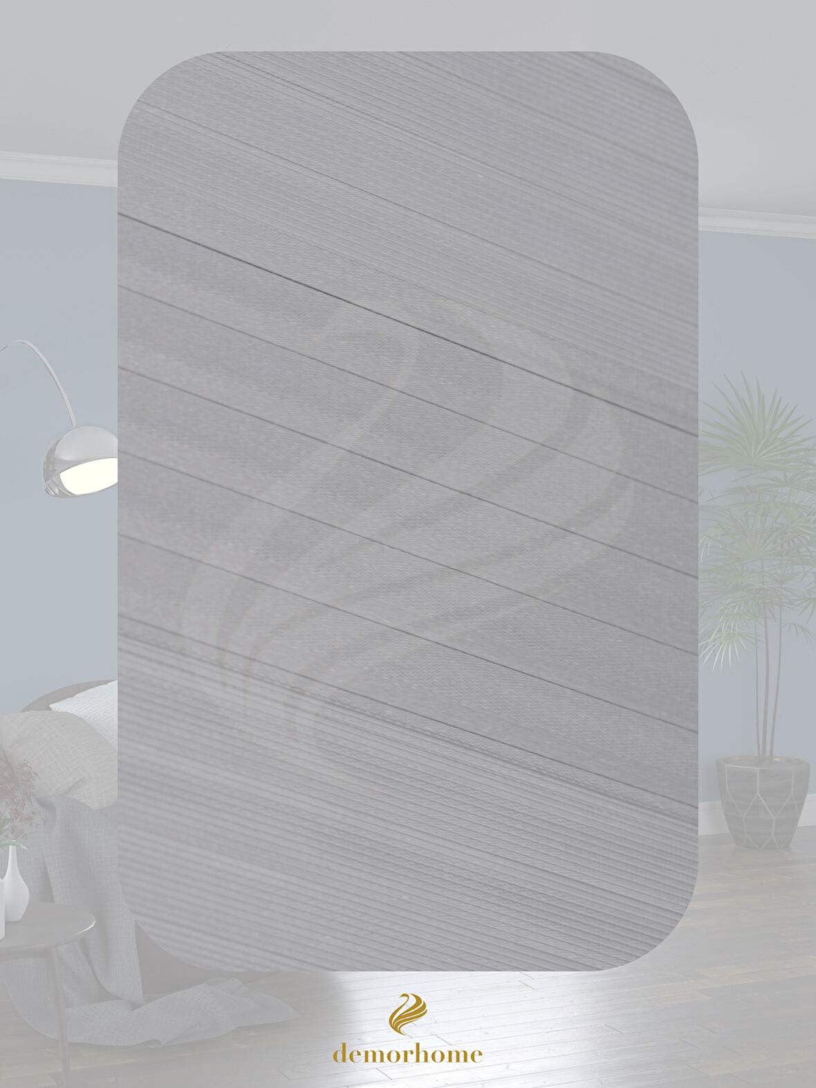 Demor Home Geniş Pliseli Açık Gri Zebra Stor Güneşlik Perde Metal Kasa