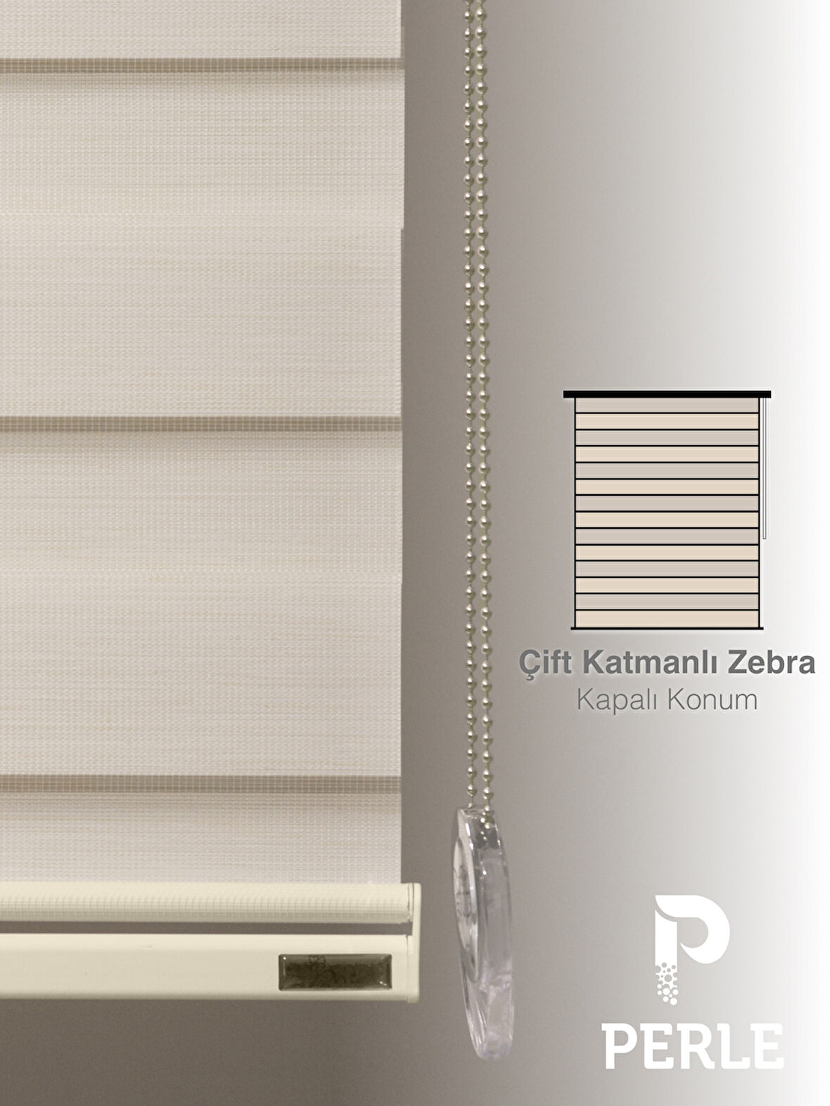 Perle Krem Renk Bambu Stor Zebra Perde Yüksek Kalite Alüminyum Kasa