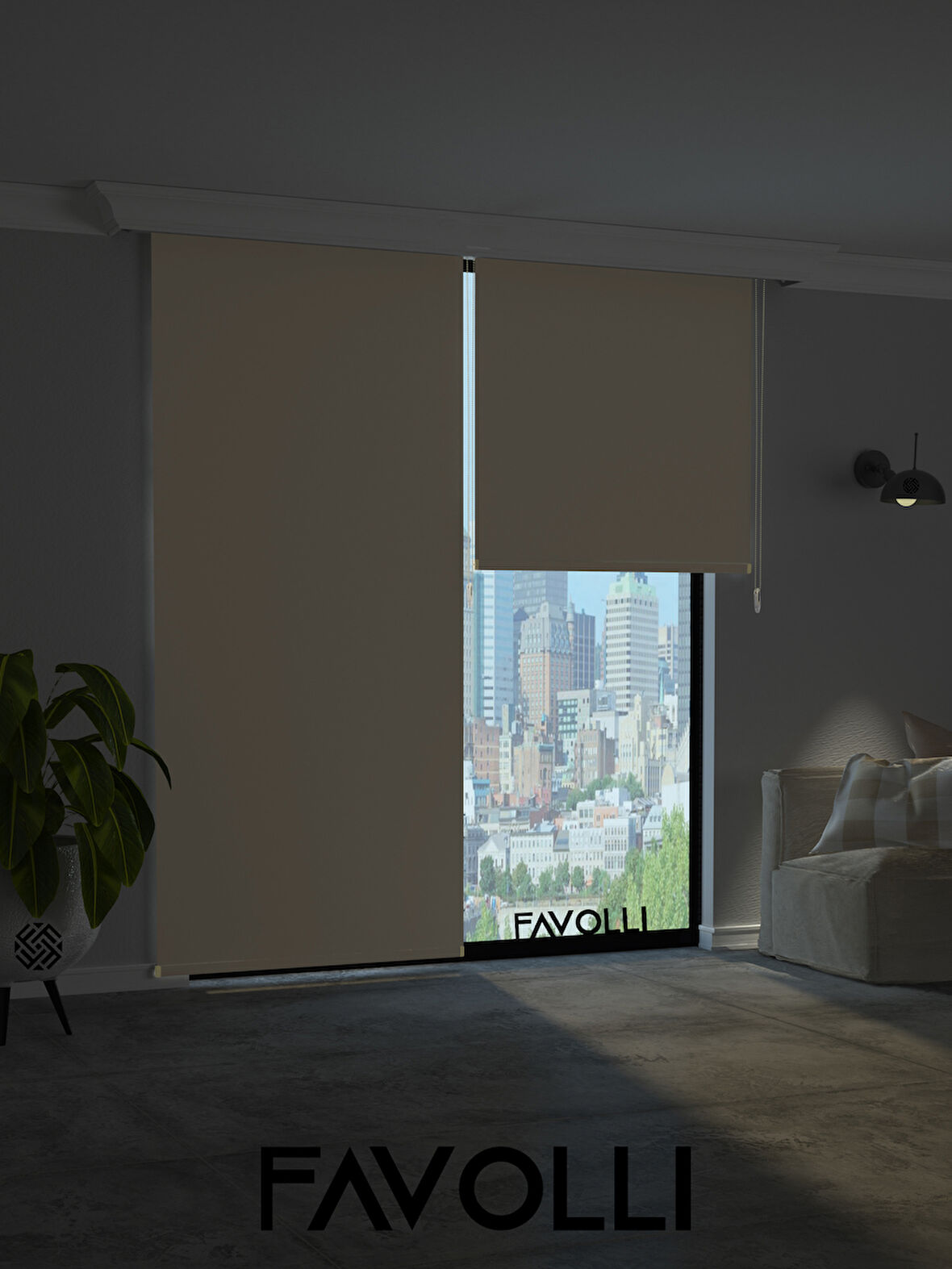 FAVOLLİ Krem Karartma Blackout Stor Perde Metal İthal Kasa Işık geçirmez