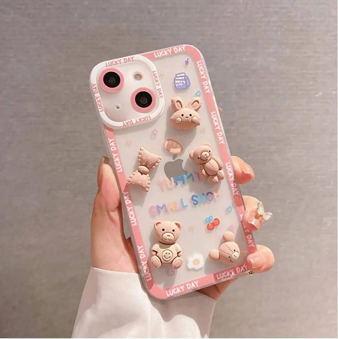 iPhone 13 Uyumlu Bear and Rabbit Silikon Kılıf