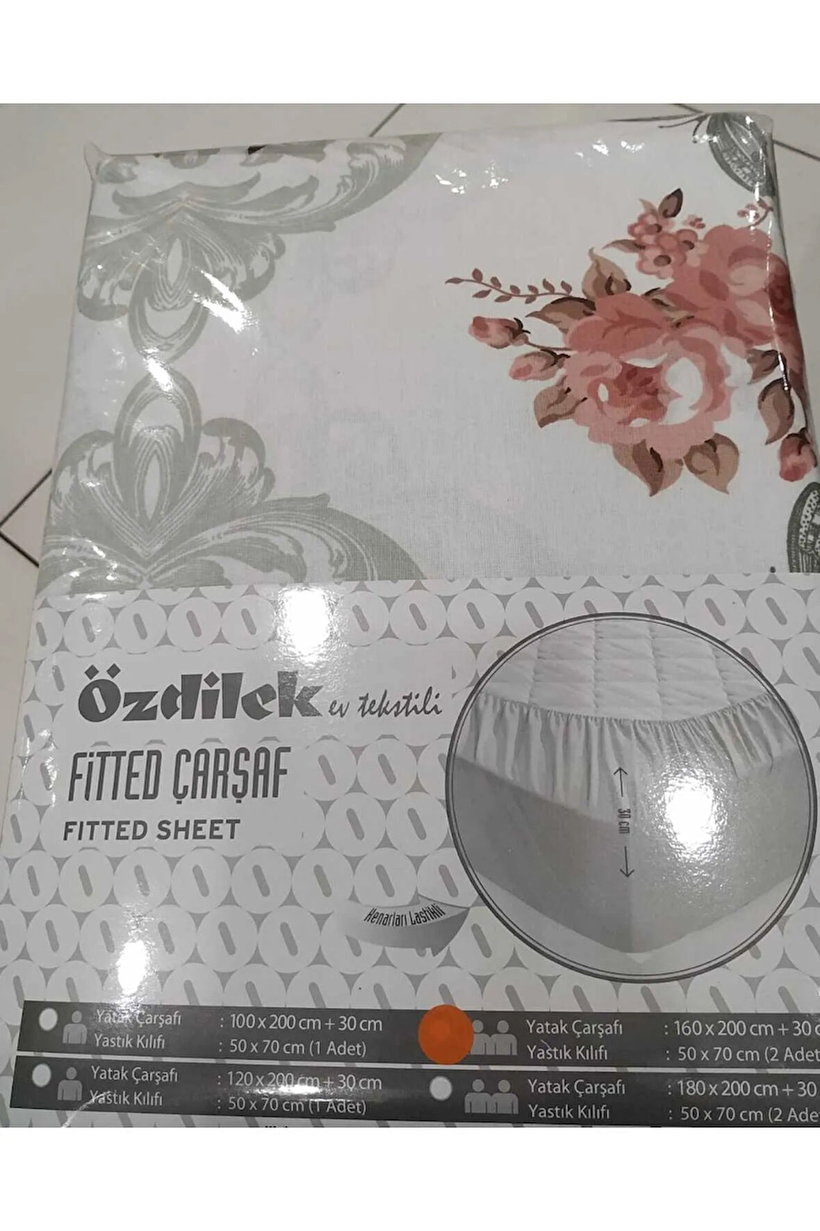 Çift Kişilik ( 160X200+30 cm ) Lastikli Fitted Kumaş Çarşaf + 2 Ad Yastık Kılıfı