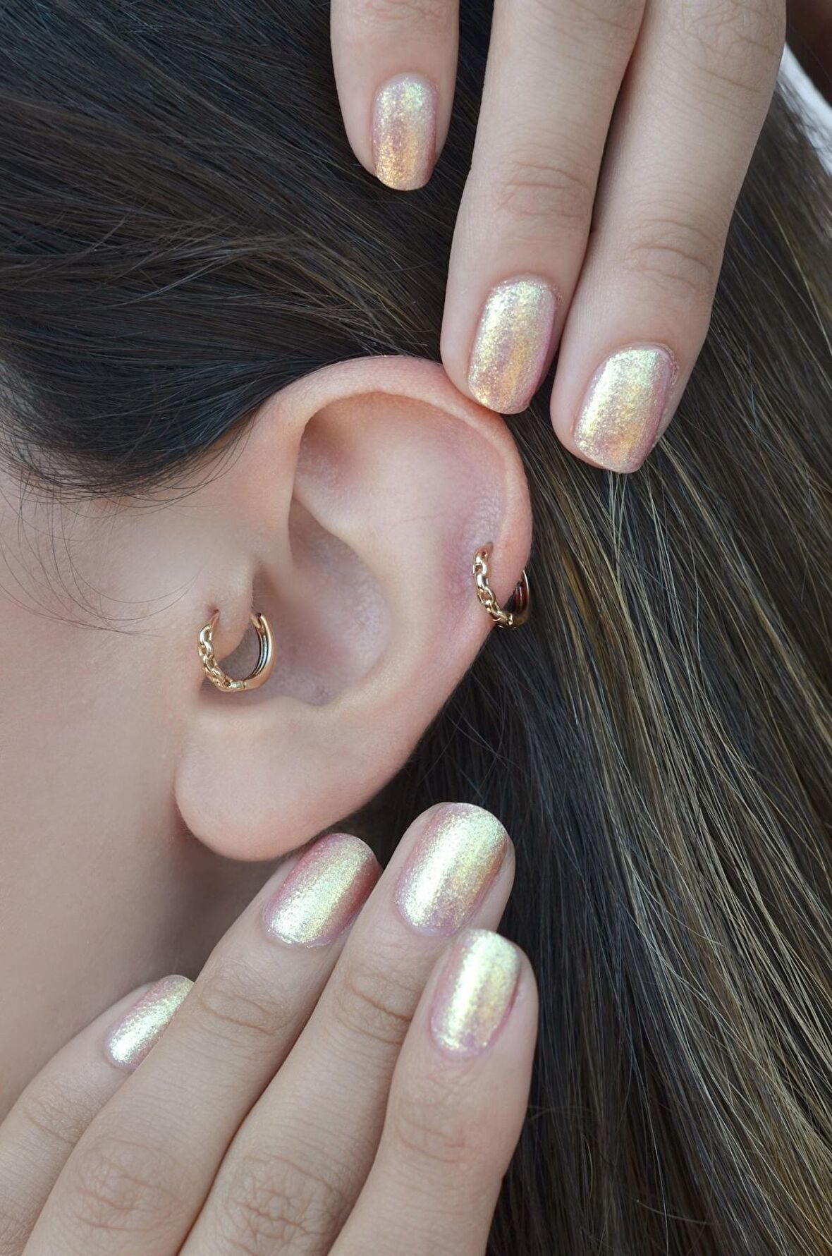 Zincir Model Piercing Tragus Helix Kıkırdak Küpesi