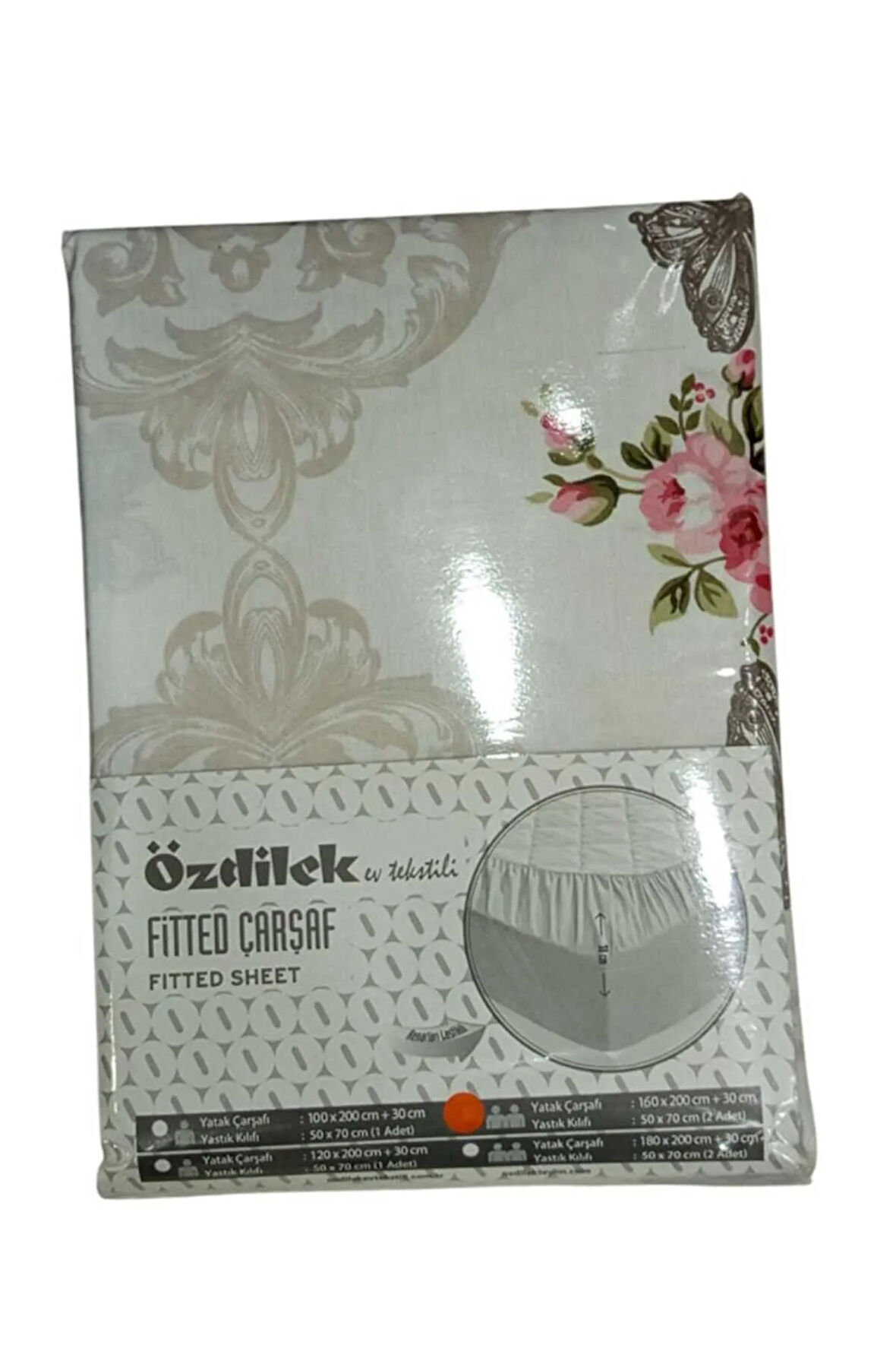 Özdilek 160x200+30 Cm Fitted Kumaş Çarşaf Çift Kişilik + 2 Ad Yastık Kılıfı (%100 Pamuk Kumaş)