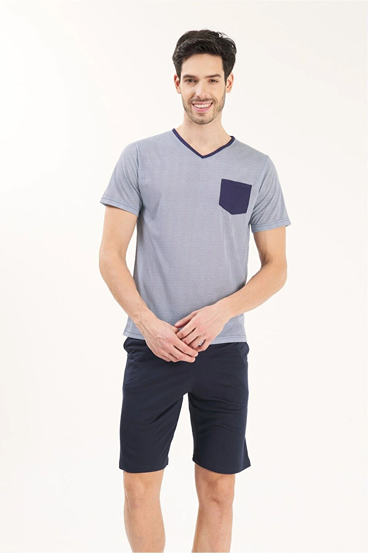 VİSKON KUMAŞ ERKEK 3'LÜ PJAMA TAKIMI