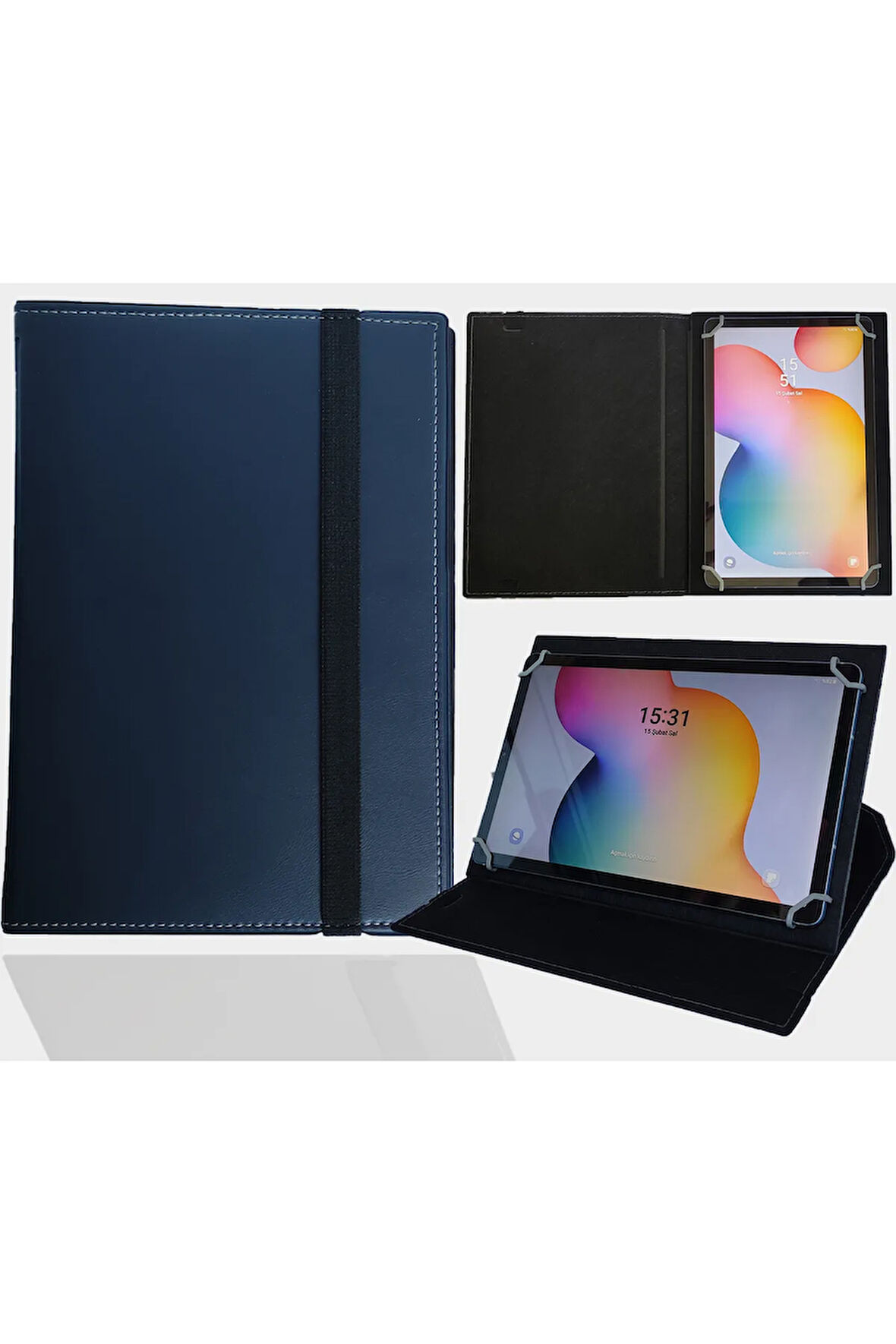Samsung Galaxy P610 Tablet Uyumlu Standlı Üniversal Kapaklı Tablet Kılıfı