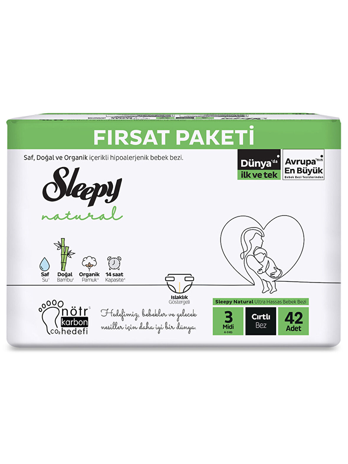 Sleepy Natural Bebek Bezi Fırsat Paketi 3 Beden 42 Adet