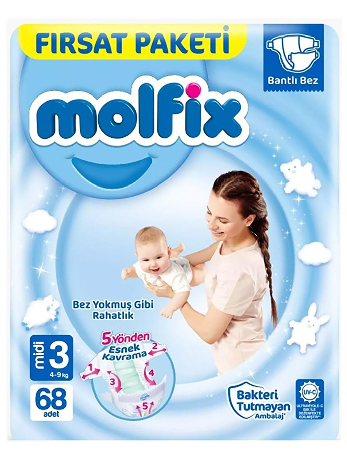 Molfix Bebek Bezi Fırsat Paketi 3 Beden 4-9 Kg 68 Adet