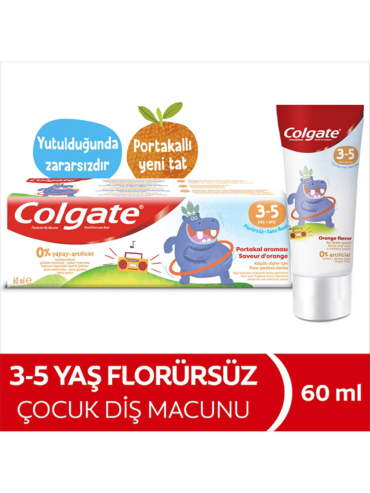 Colgate Kids Portakal Aromalı Florürsüz Diş Macunu 3-5 Yaş 60 ml