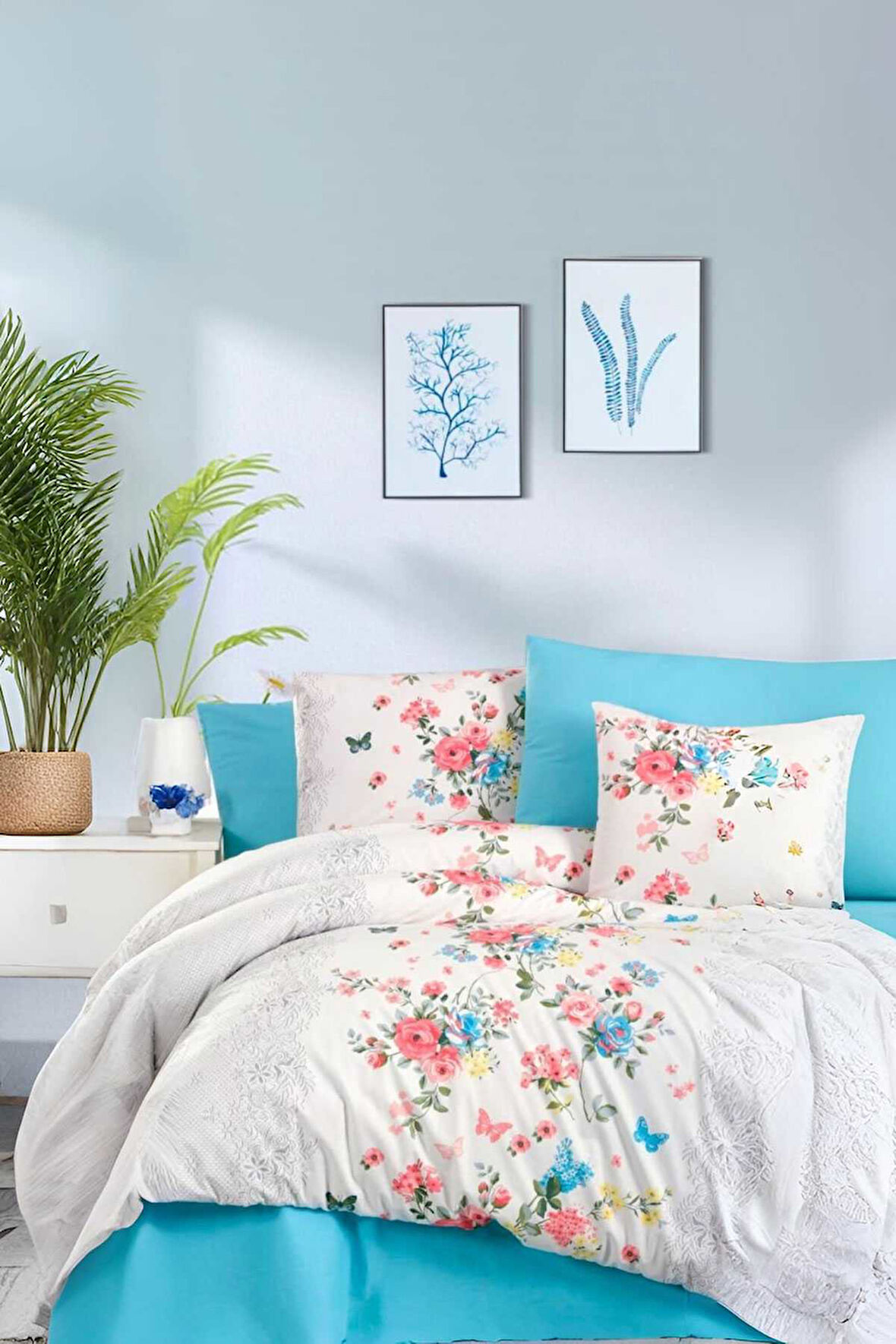 Çift Kişilik Ranforce Nevresim Takımı &amp;#37;100 Pamuklu Butterfly