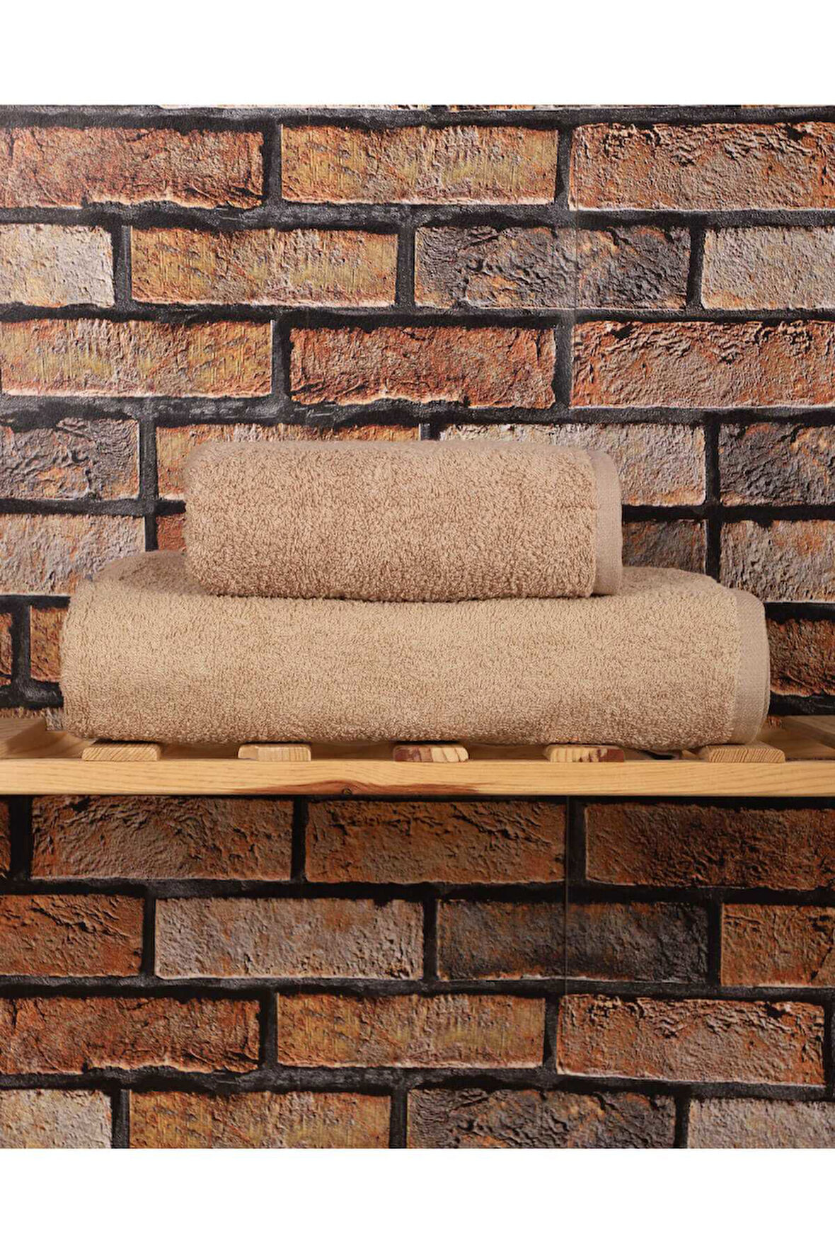 2 Parça &amp;#37;100 Pamuklu Soft Lüx Banyo Havlu Seti Kahve