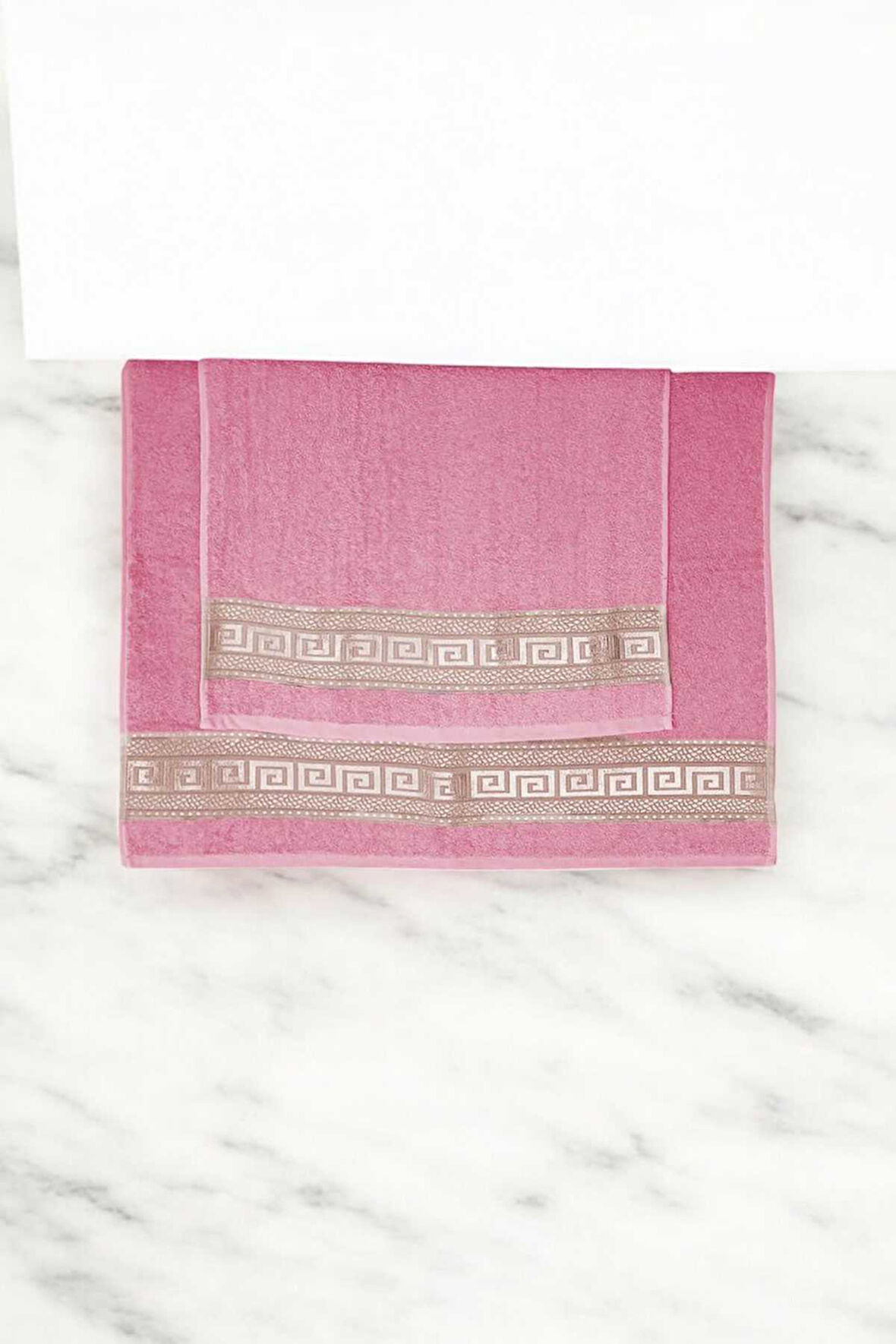 2 Parça Elysium Premium Banyo Havlu Seti  &amp;#37;100 Pamuk 70x140 Cm Pembe