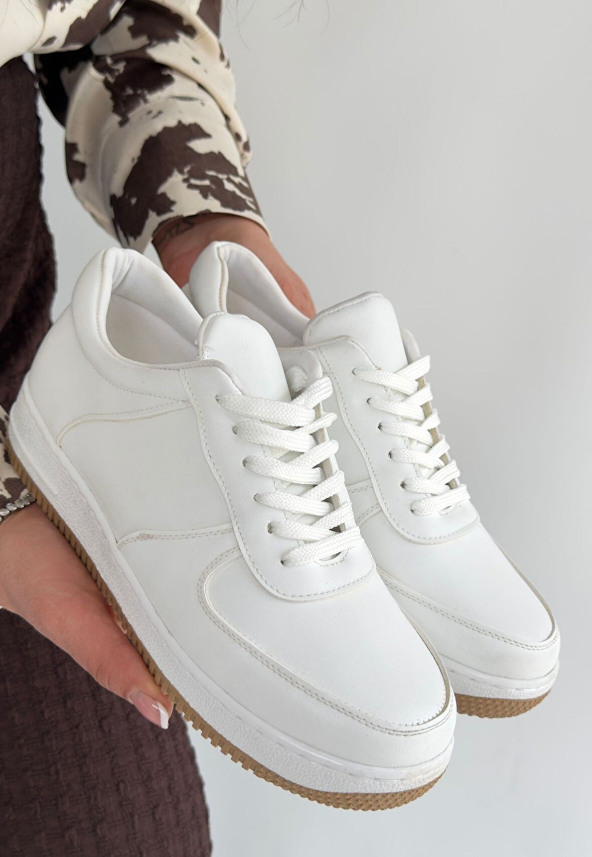 Ceyyan Beyaz Bağcıklı Basic Günlük Spor Ayakkabı