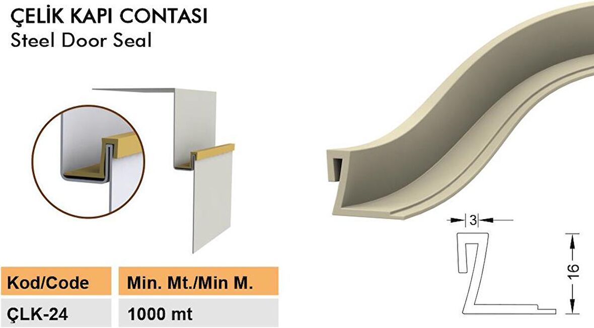 Çelik Kapı Kasa Fitili Contası Çelik Kapı Contası 6 Metre Siyah