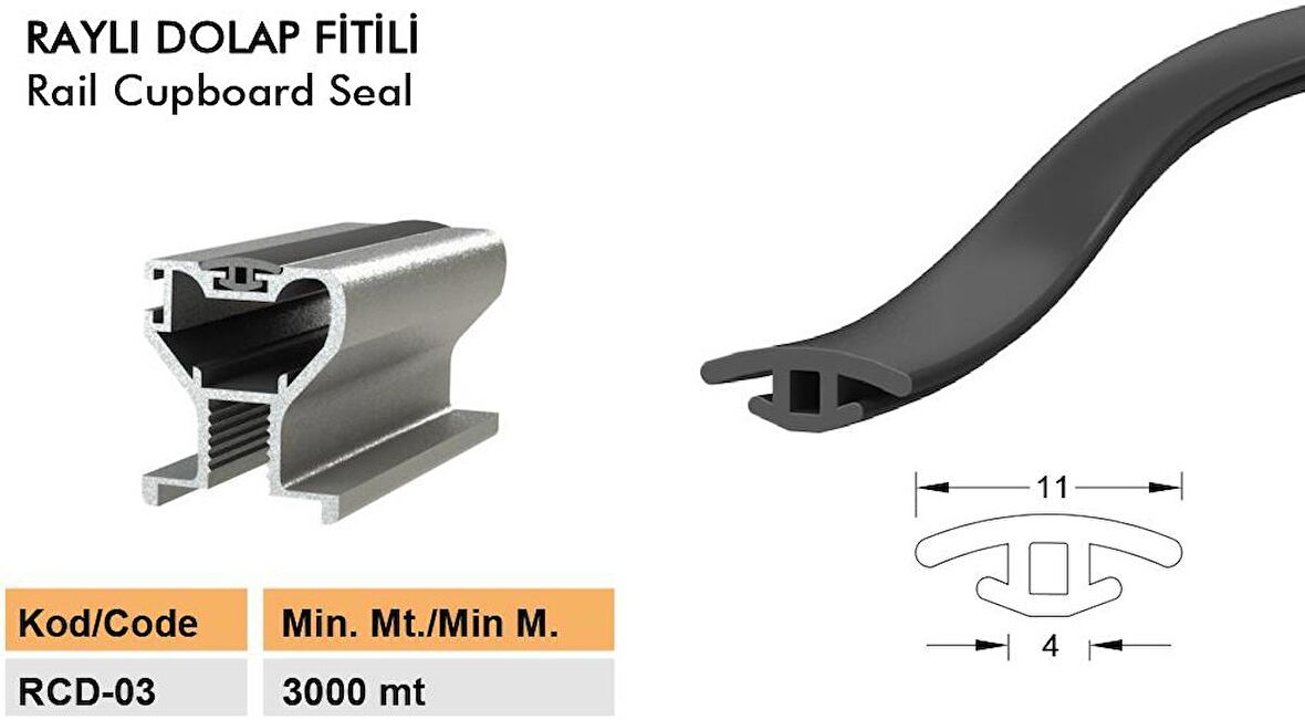 Contacall Raylı Dolap Fitili Genişlik 11 Mm Tırnak 4 Mm 25 Metre Kahve
