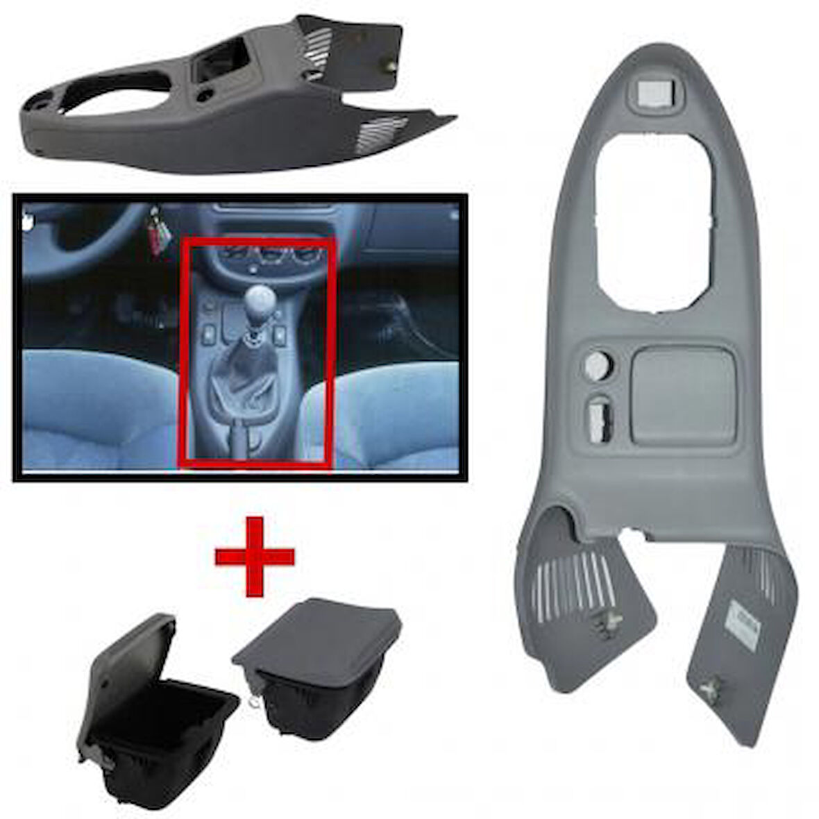 Renault Clio & Symbol 2001-2008 Gri Vites Konsolu Küllüklü