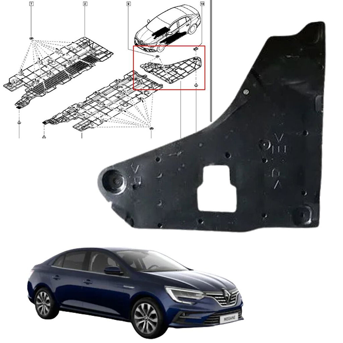 Renault Megane 4 Sedan Alt muhafaza Plastiği 2016 - 2023