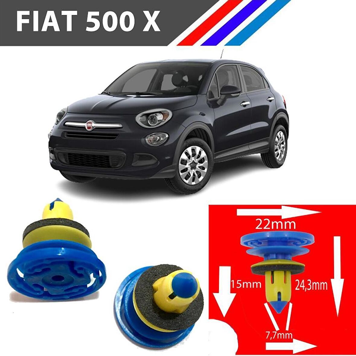 OTOZET Fiat 500X Kapı Döşeme Klipsi 25 Adetli Paket