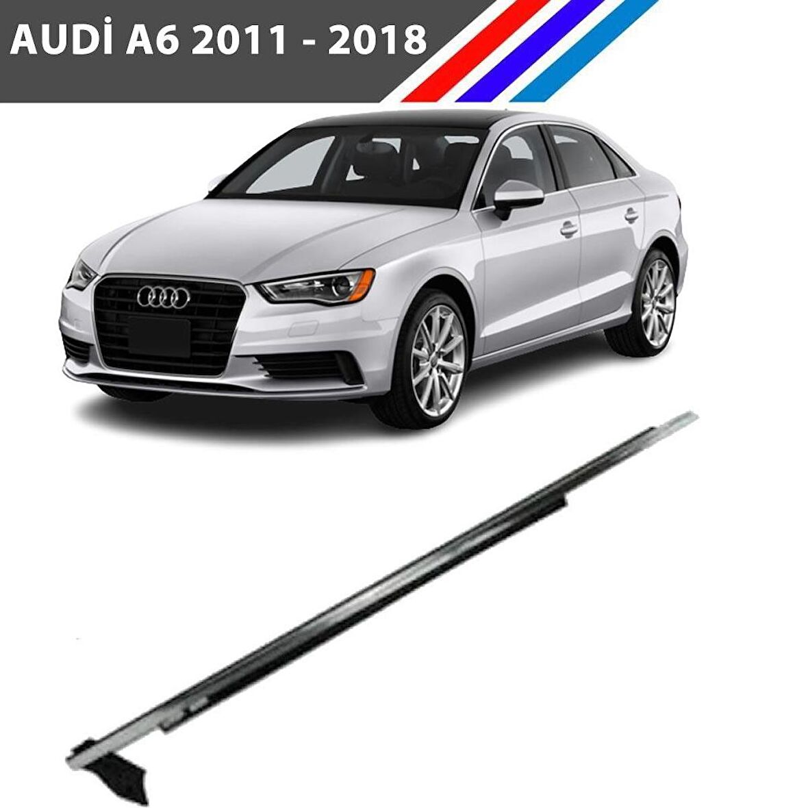 Audi A6 Ön Sağ Kapı Cam Sıyırıcı Fitili Kromlu 2011-2018