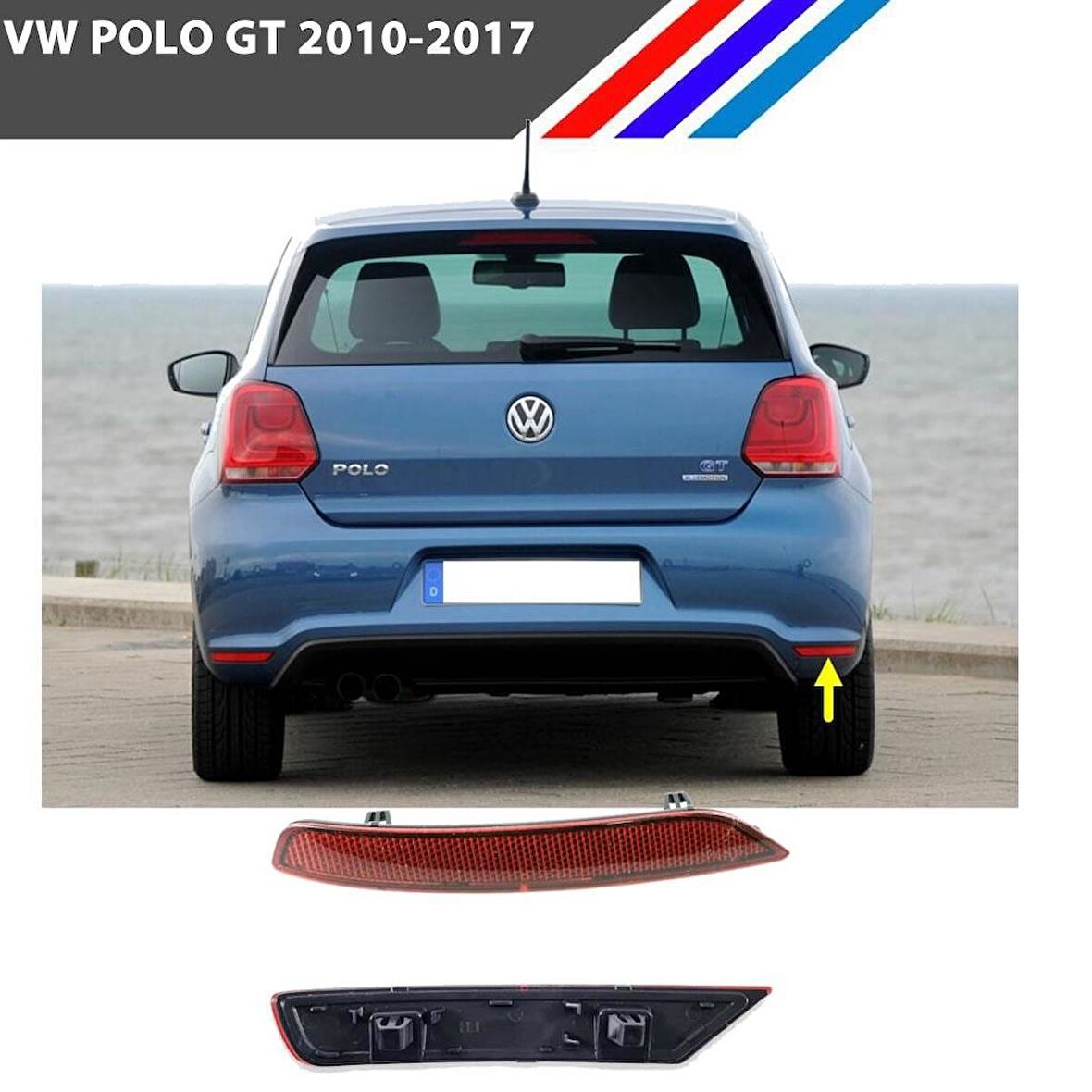 Otozet - VW Polo GT Arka Tampon Reflektörü Sağ Taraf 2010 - 2017 6R0945106D