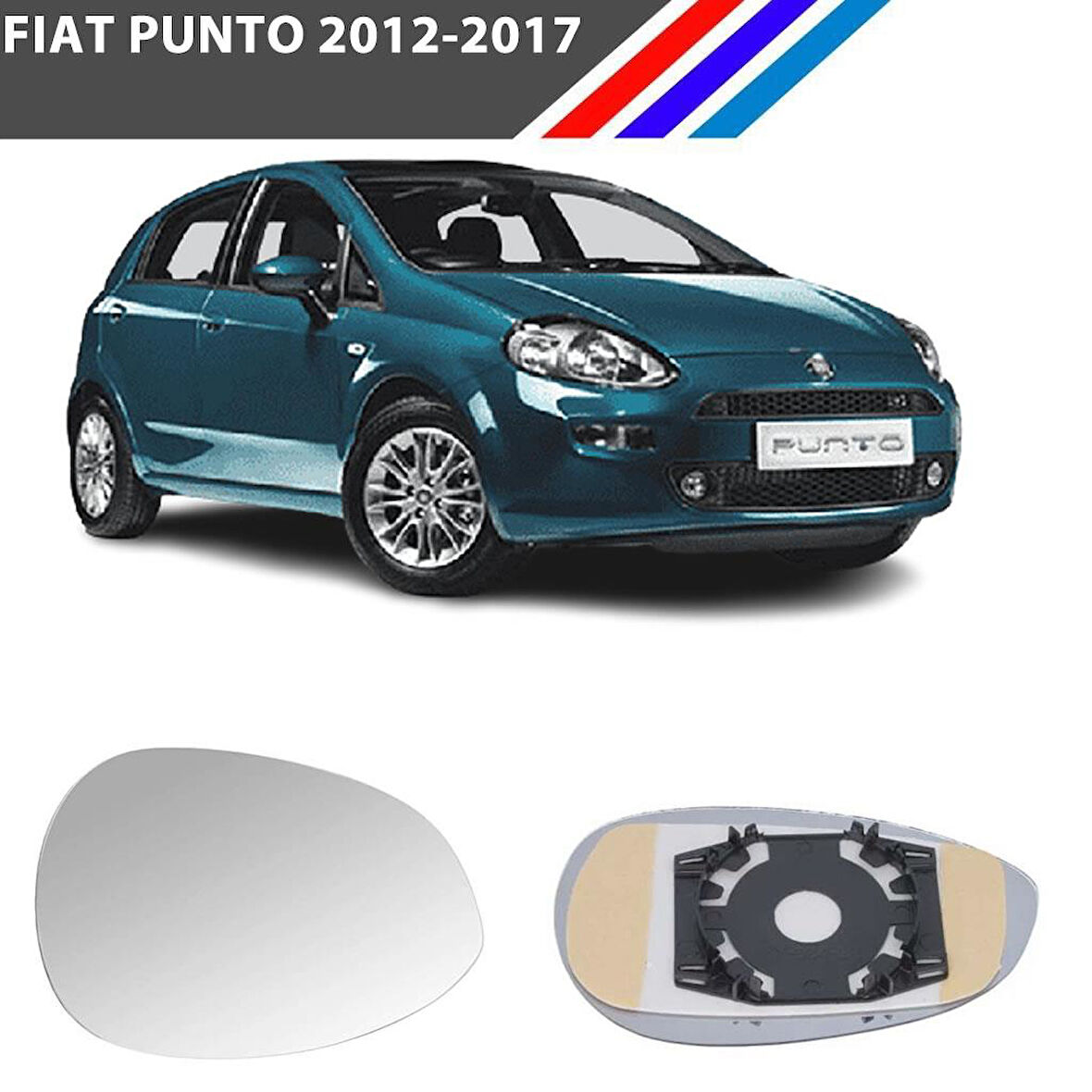 Otozet - Fiat Punto Sol Dış Ayna Camı Sürücü Tarafı Mekanik Tip 2012-2017