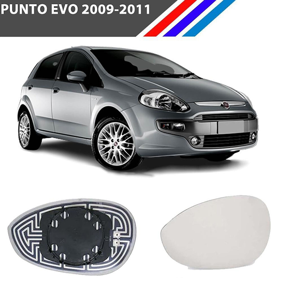 Otozet - Fiat Punto Evo Sol Dış Ayna Camı Sürücü Tarafı Isıtmalı 2009-2011 71740497