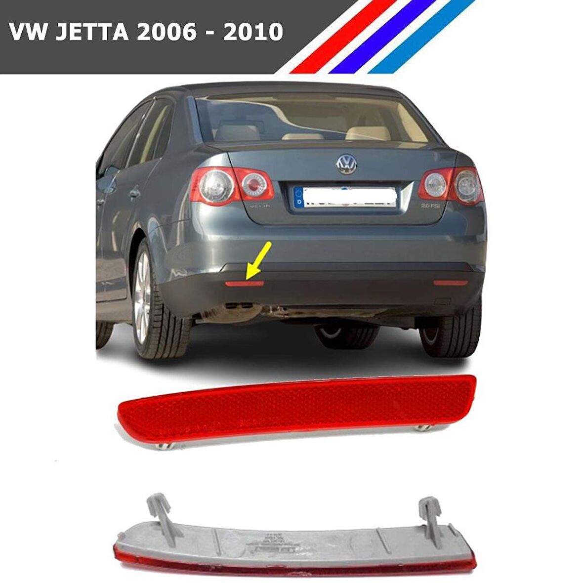 Otozet - VW Jetta Arka Tampon Reflektörü Sol Taraf 2006 - 2010 1K5945105