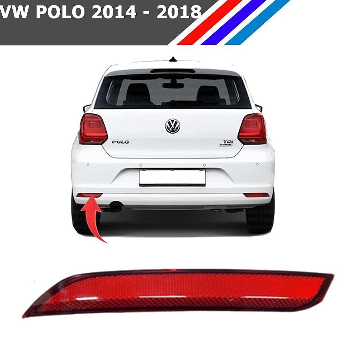 Otozet - VW Polo Arka Tampon Reflektörü Sol Taraf 2014-2018 6R0945105C