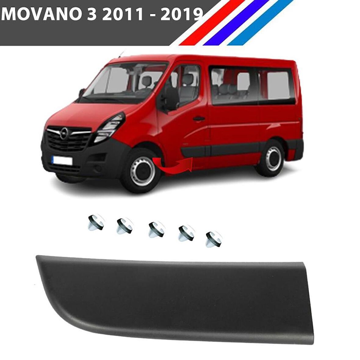 Otozet - Opel Movano 3 Ön Sol Kapı Çıtası Klipsli 2011 - 2019 808200149R