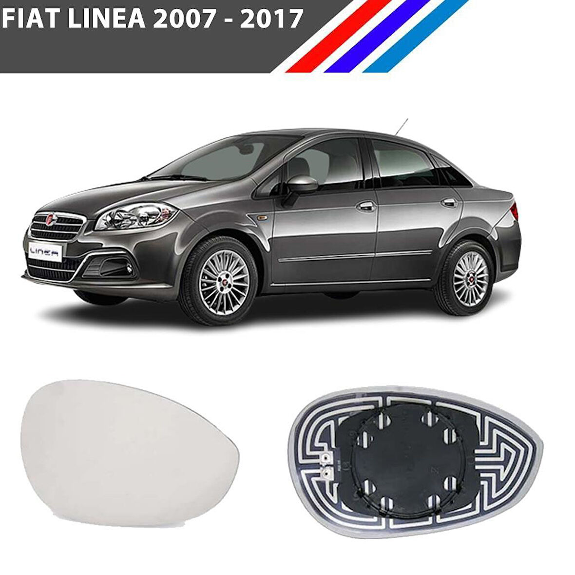 Otozet - Fiat Linea Sağ Dış Ayna Camı Yolcu Tarafı Isıtmalı 2007-2017 71740498