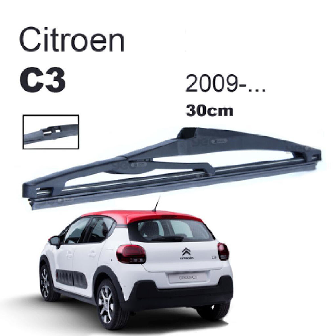 OTOZET Citroen C3 Arka Silecek Kolu Süpürgesi 30 cm 2009-2016