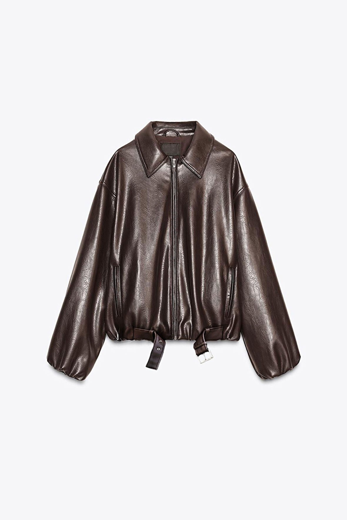 Suni Deri Bomber Ceket