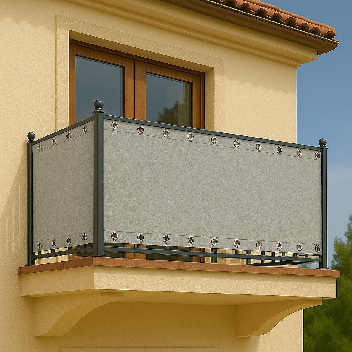 GENCER Home Balkon Demir Perdesi Kuş Gözü Ölçü Seçenekli Gri