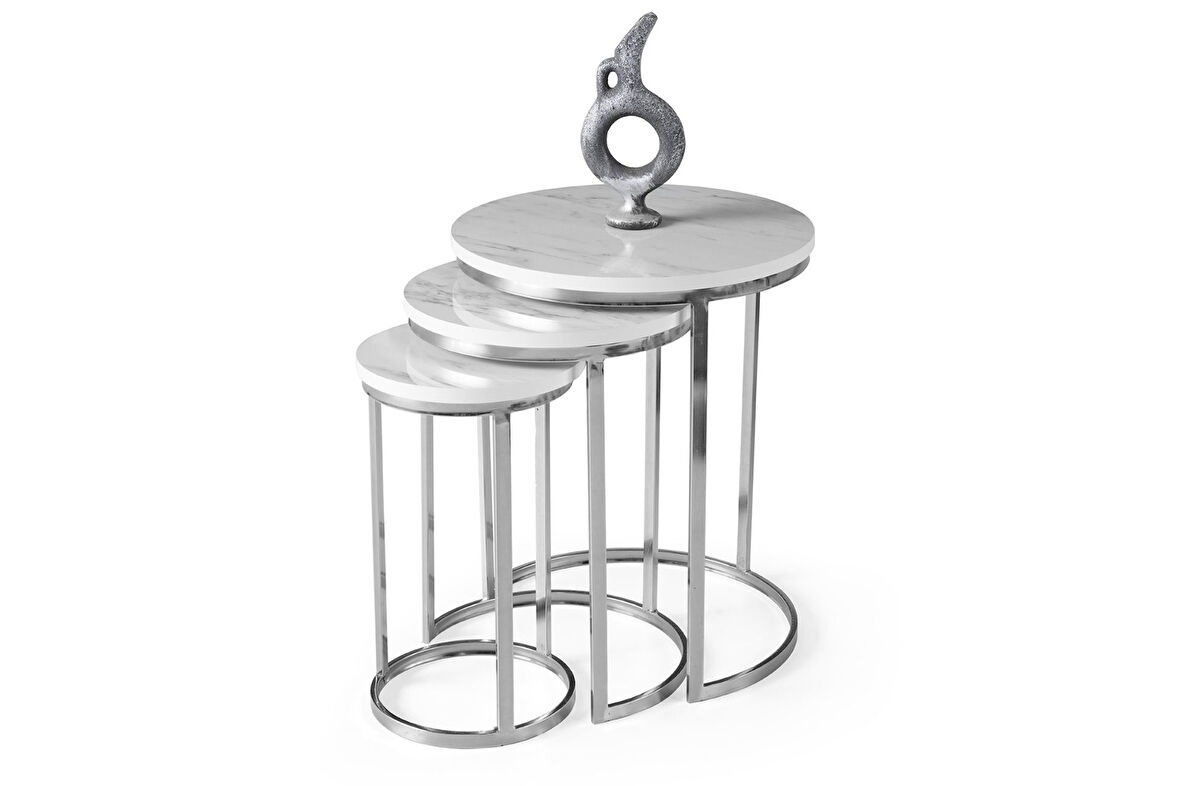 NİL ZİGON SEHPA, KROM MARMO