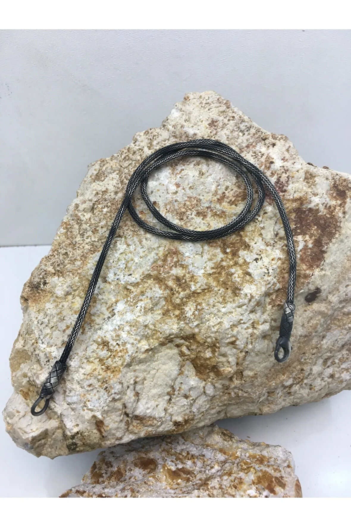 Oksitli Gümüş Kazaziye Örme Düz Zincir Ince Kolye