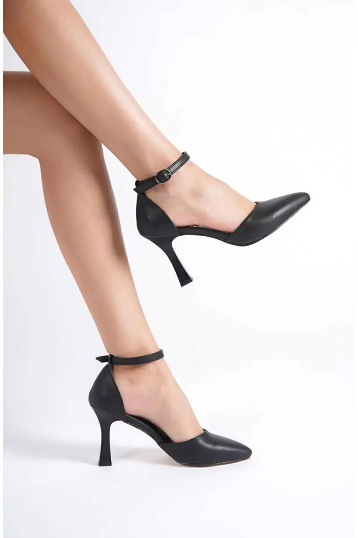 Kadın Siyah Yüksek Stiletto İnce Topuklu ayakkabı