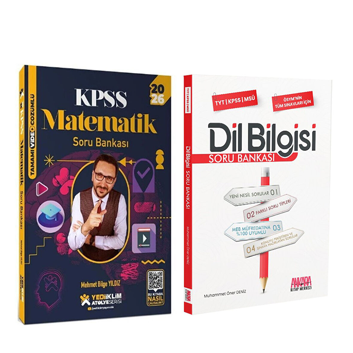 Yediiklim Yayınları 2026 KPSS Matematik Atölye ve AKM Dil Bilgisi Soru Bankası Seti 2 Kitap
