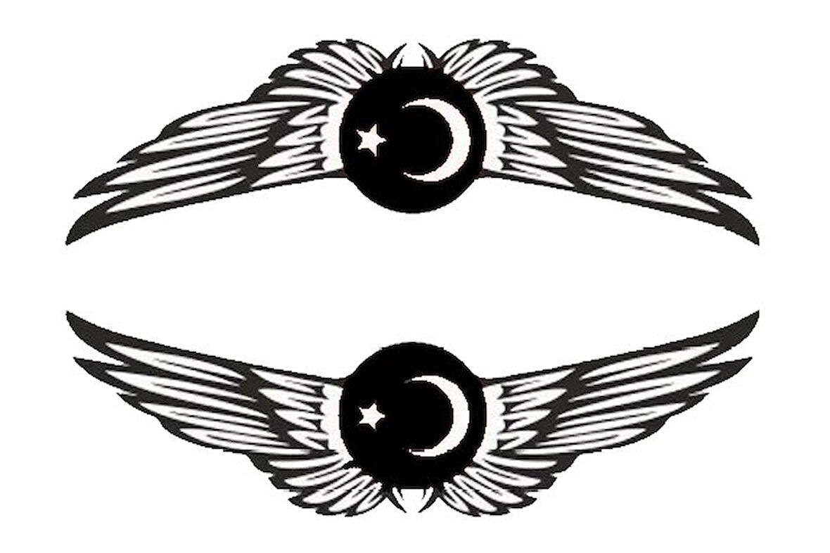 Ayyıldızlı Kanat Oto Yan Cam Sticker 20 x 5 cm Sağ/Sol 2 Adet