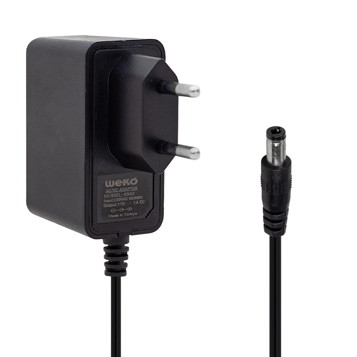 WEKO 12 VOLT - 1 AMPER 5.5*2.5 UÇLU YERLİ ÜRETİM PLASTİK KASA PRİZ TİPİ  ADAPTÖR