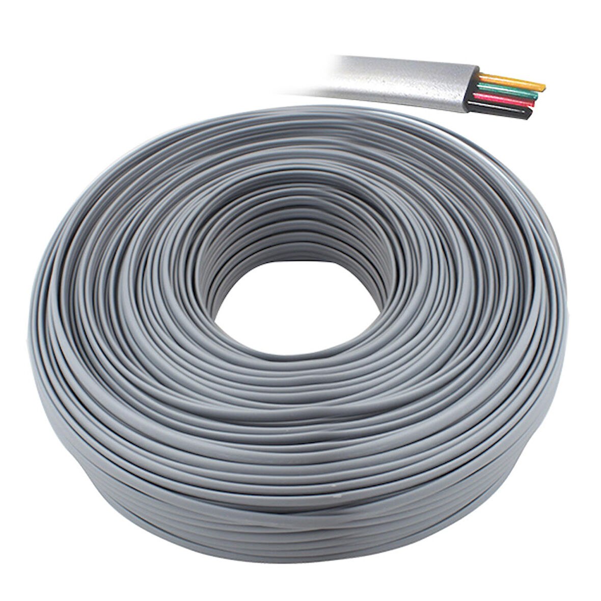 TELEFON KABLOSU 4LÜ GRİ FLAT KÖKEN KABLO 100 METRE ARTAR