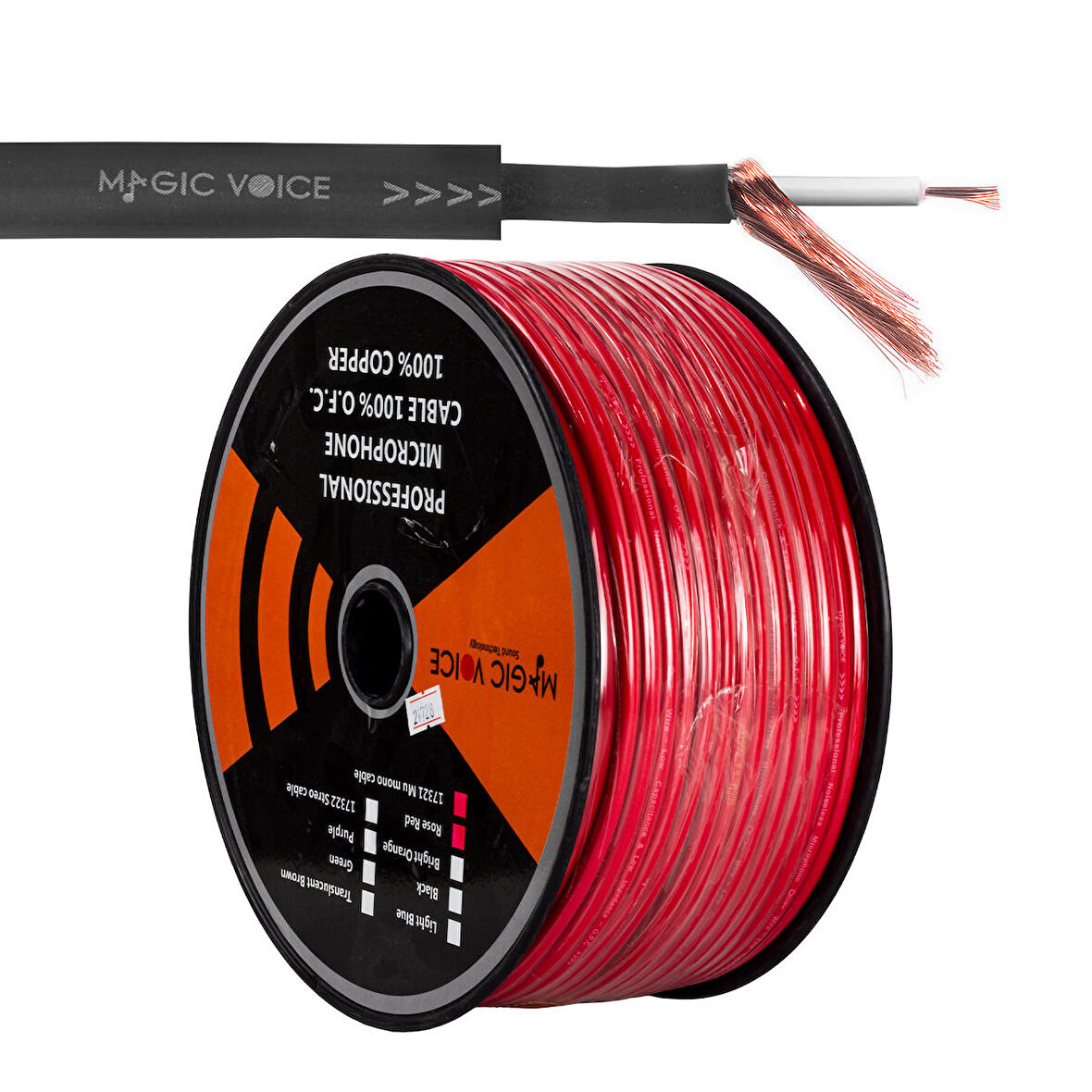 MAGICVOICE MİKROFON KABLOSU MONO 1.KALİTE 100 METRE KIRMIZI