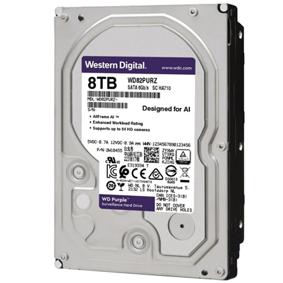 WESTERN DIGITAL PURPLE WD82PURZ 8 TB SATA 6GB/S 7/24 GÜVENLİK HARDDİSK