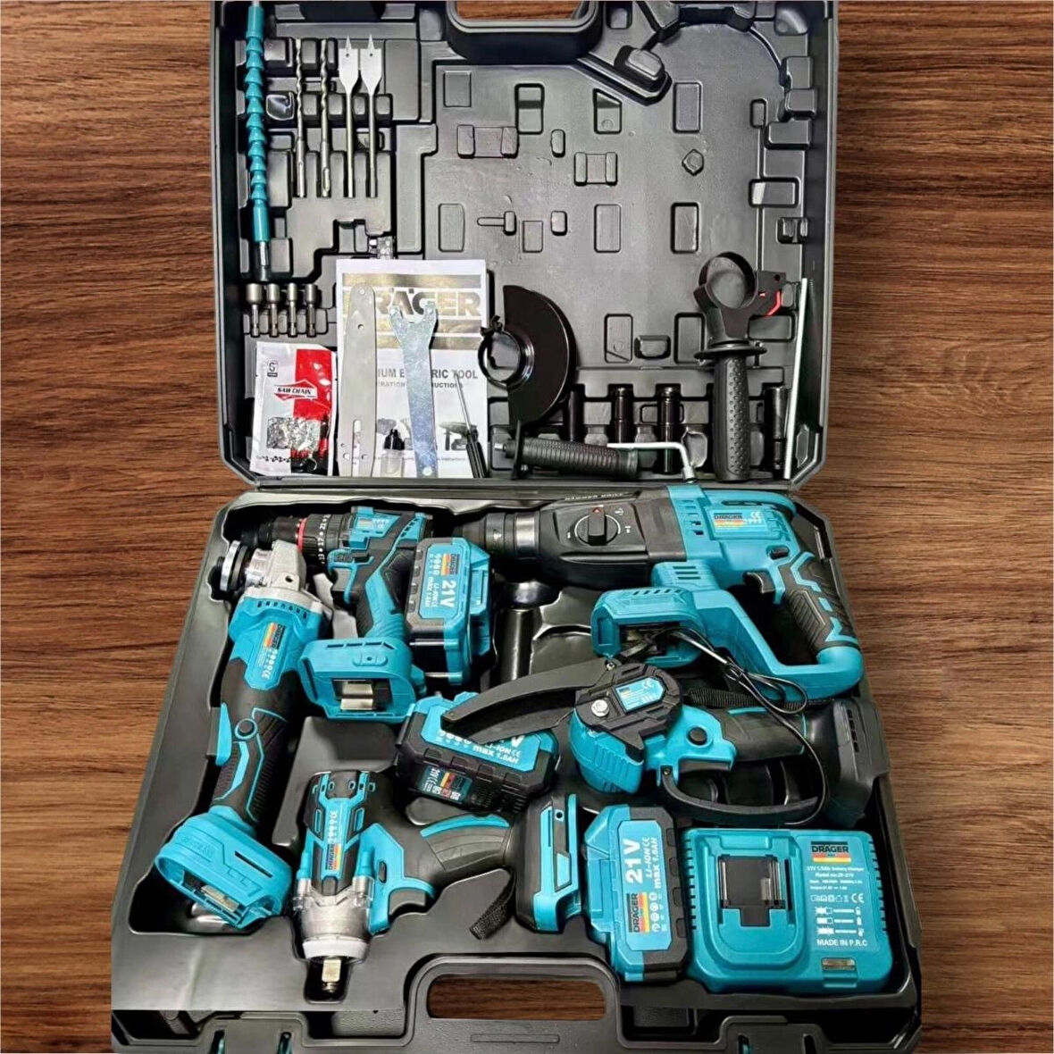 zamir hirdavat 21v Akülü 5'li Set Kırıcı Delici Hilti Taşlama Somun Sıkma Akülü Vidalama Budama Testere ZMR5LİSET