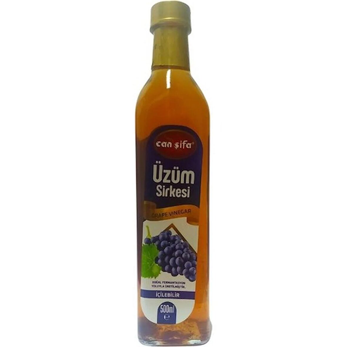 Can Şifa Doğal Fermantasyon Katkısız Üzüm Sirkesi Cam Şişe 500 ml